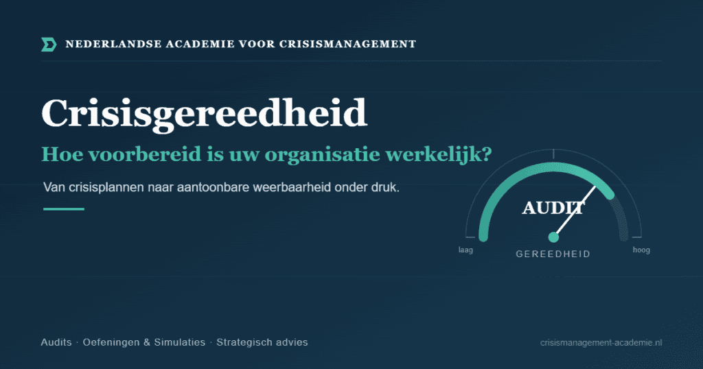Crisisgereedheid meter met audit-naald – Nederlandse Academie voor Crisismanagement