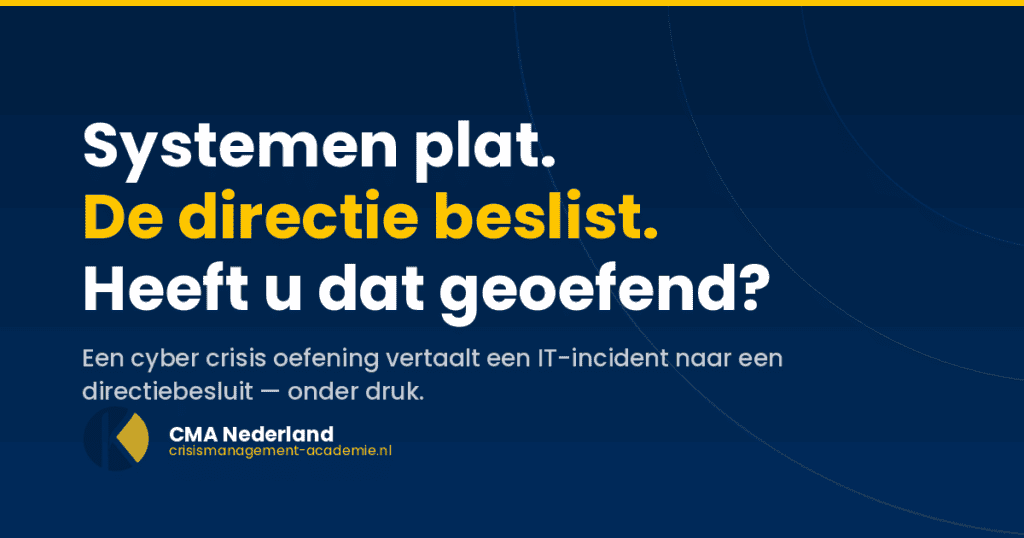 Cyber crisis oefening: directie beslist tijdens een gesimuleerd cyberincident — Nederlandse Academie voor Crisismanagement