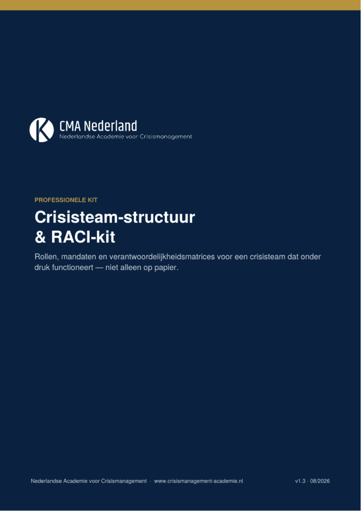 Crisisteam-structuur & RACI-kit (e-book, 37 p.) Crisisteam-structuur & RACI-kit — PDF cover
